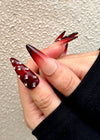 Gradient Red Rhinestone Stiletto Pointed Press-on Nails