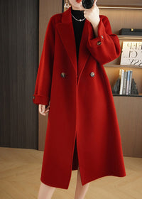 Vivian Seven Women Relaxed Fit Belted Double Face Wool Coat Red