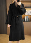 Vivian Seven Women Relaxed Fit Belted Double Face Wool Coat Black