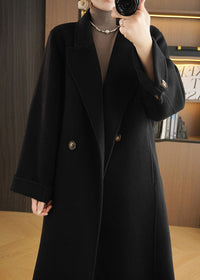 Vivian Seven Women Relaxed Fit Belted Double Face Wool Coat Black