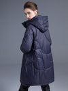 Women's Winter Ribbed Cuff Hooded Down Puffer Coat