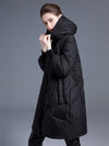 Women's Winter Ribbed Cuff Hooded Down Puffer Coat