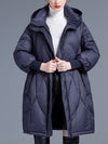 Women's Winter Ribbed Cuff Hooded Down Puffer Coat