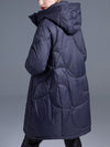 Women's Winter Ribbed Cuff Hooded Down Puffer Coat