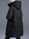 Women's Winter Ribbed Cuff Hooded Down Puffer Coat