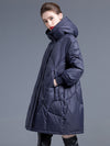 Women's Winter Ribbed Cuff Hooded Down Puffer Coat