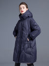 Women's Winter Ribbed Cuff Hooded Down Puffer Coat