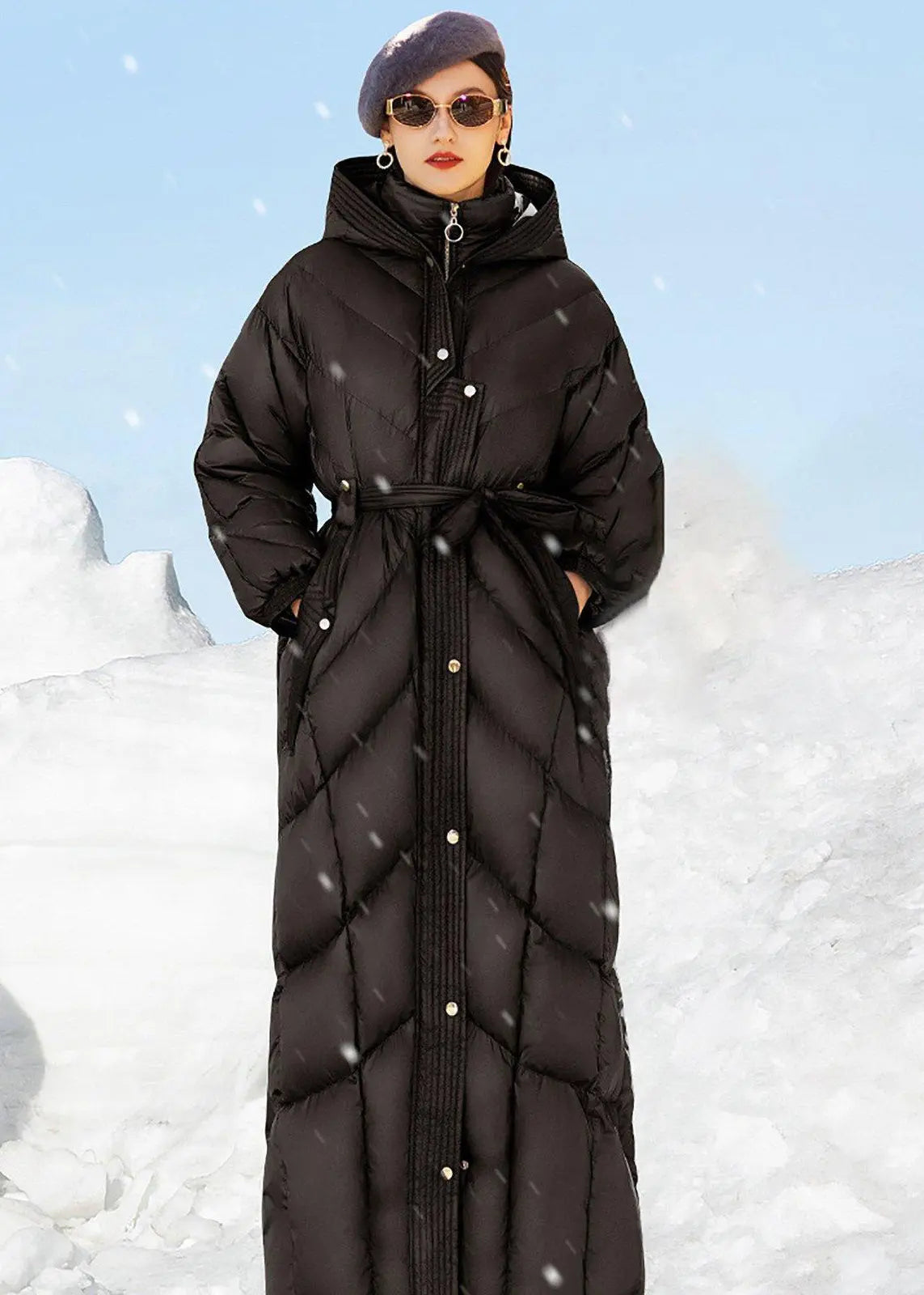 Epsion Women's Hooded Thickened Long Down Jacket Winter Down Parka-824060