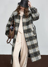 Women's Gray Plaid Single Breasted Wool Blend Coat