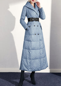 Women's Winter Double Breasted Belted Long Down Coat