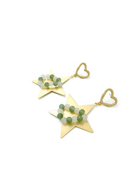 Beaded Heart Star Drop Earrings