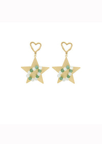 Beaded Heart Star Drop Earrings