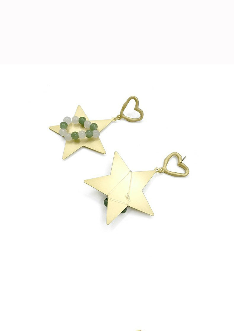 Beaded Heart Star Drop Earrings