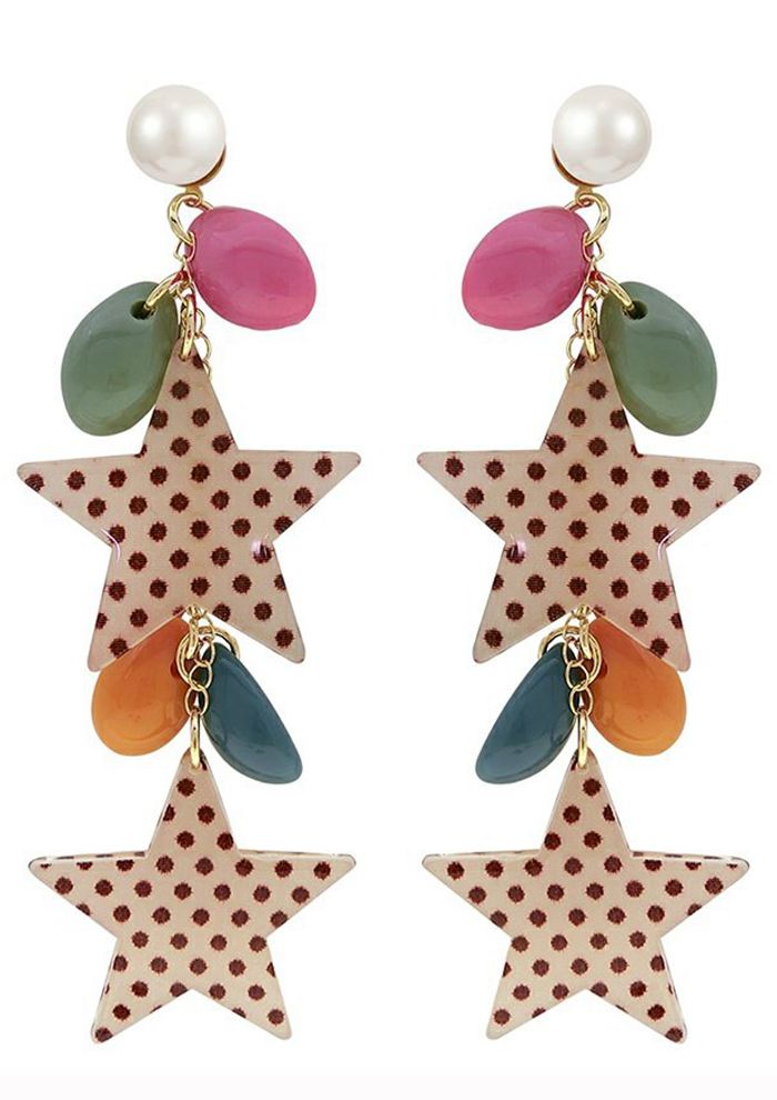 Acrylic Star Drop Statement Earrings