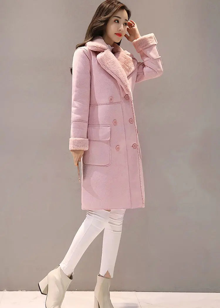 pink faux fur coat