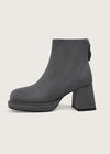 Women's Suede Leather Platform Chunky Heel Booties Gray