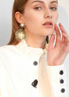 Sunburst Imitation Pearl Statement Earrings