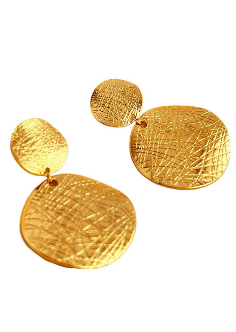 Textured Crinkle Disc Drop Earrings