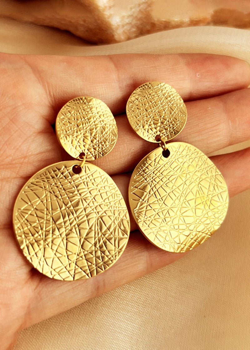 Textured Crinkle Disc Drop Earrings