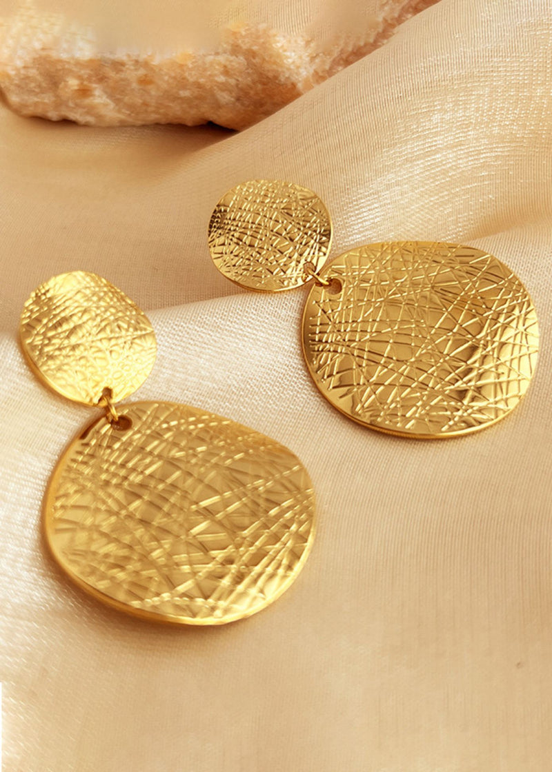 Textured Crinkle Disc Drop Earrings