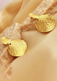 Textured Crinkle Disc Drop Earrings