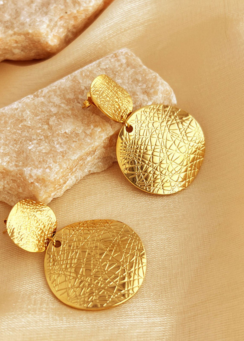 Textured Crinkle Disc Drop Earrings