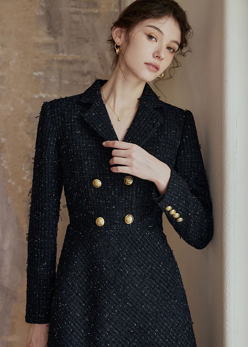 Black Double Breasted Tweed Mermaid Dress – Vivian Seven