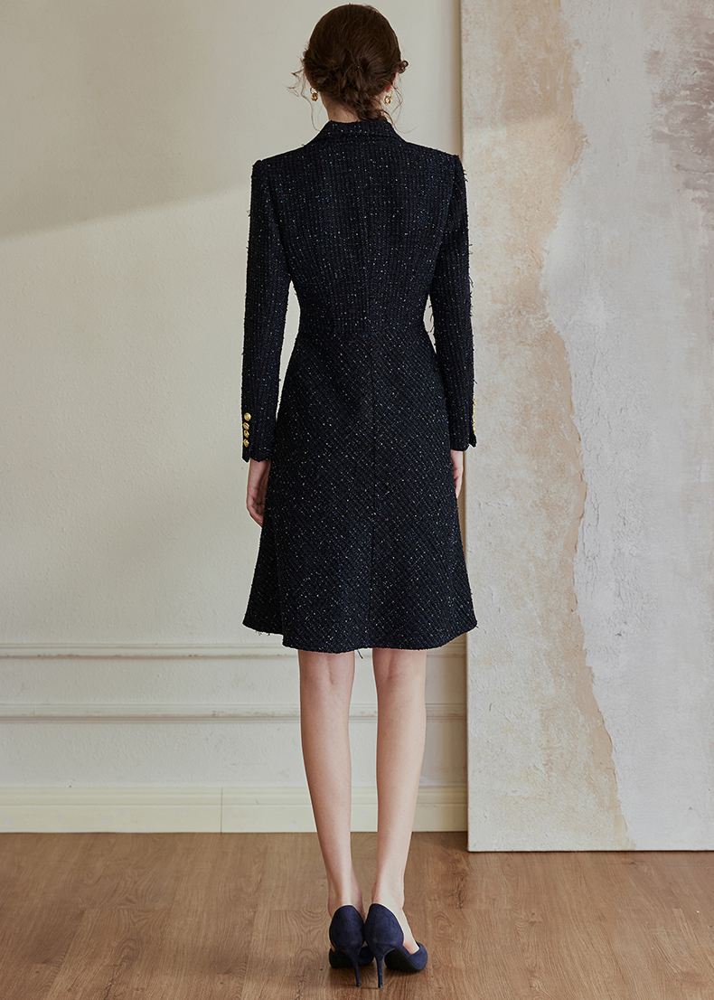 Black Double Breasted Tweed Mermaid Dress – Vivian Seven