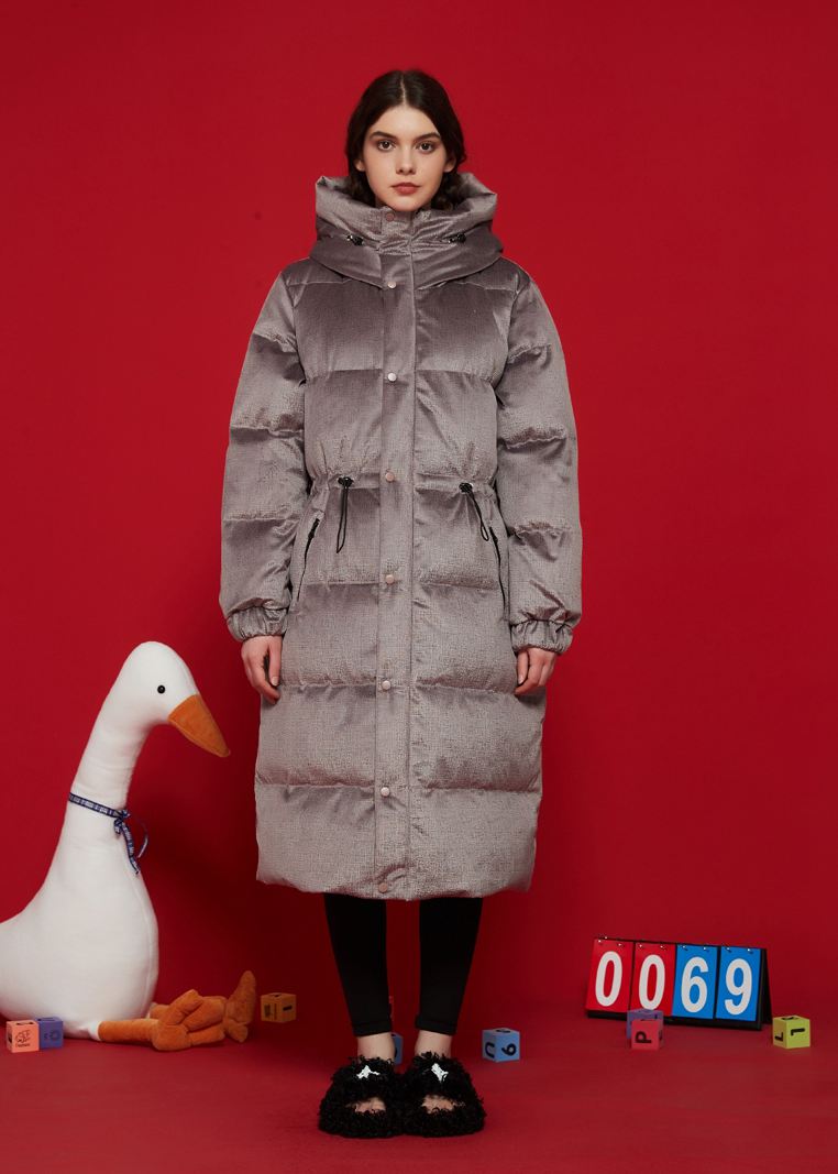 Women's Winter Khaki Hooded Goose Down Puffer Long Coat