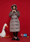 Women's Winter Khaki Hooded Goose Down Puffer Long Coat