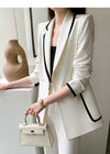 Women's Asymmetric Collar Double Breasted Blazer Pants Suit Set