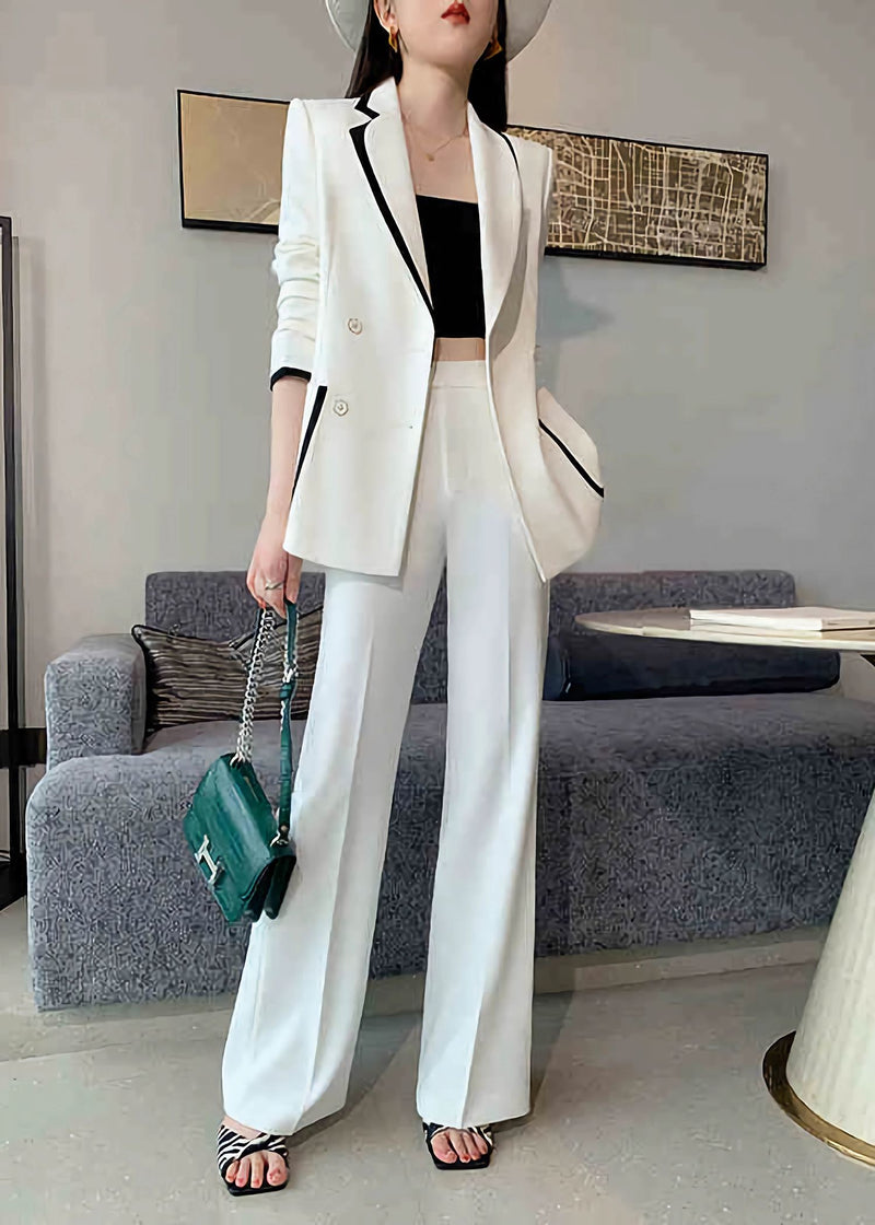 Women's Asymmetric Collar Double Breasted Blazer Pants Suit Set