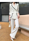 Women's Asymmetric Collar Double Breasted Blazer Pants Suit Set