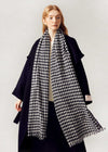 Black White Houndstooth Wool Long Scarf