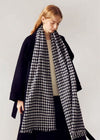 Black White Houndstooth Wool Long Scarf