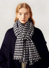 Black White Houndstooth Wool Long Scarf