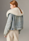 Women's Winter Real Fox Fur Collar Quilted Goose Down Short Coat