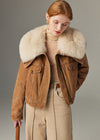 Women's Winter Real Fox Fur Collar Quilted Goose Down Short Coat