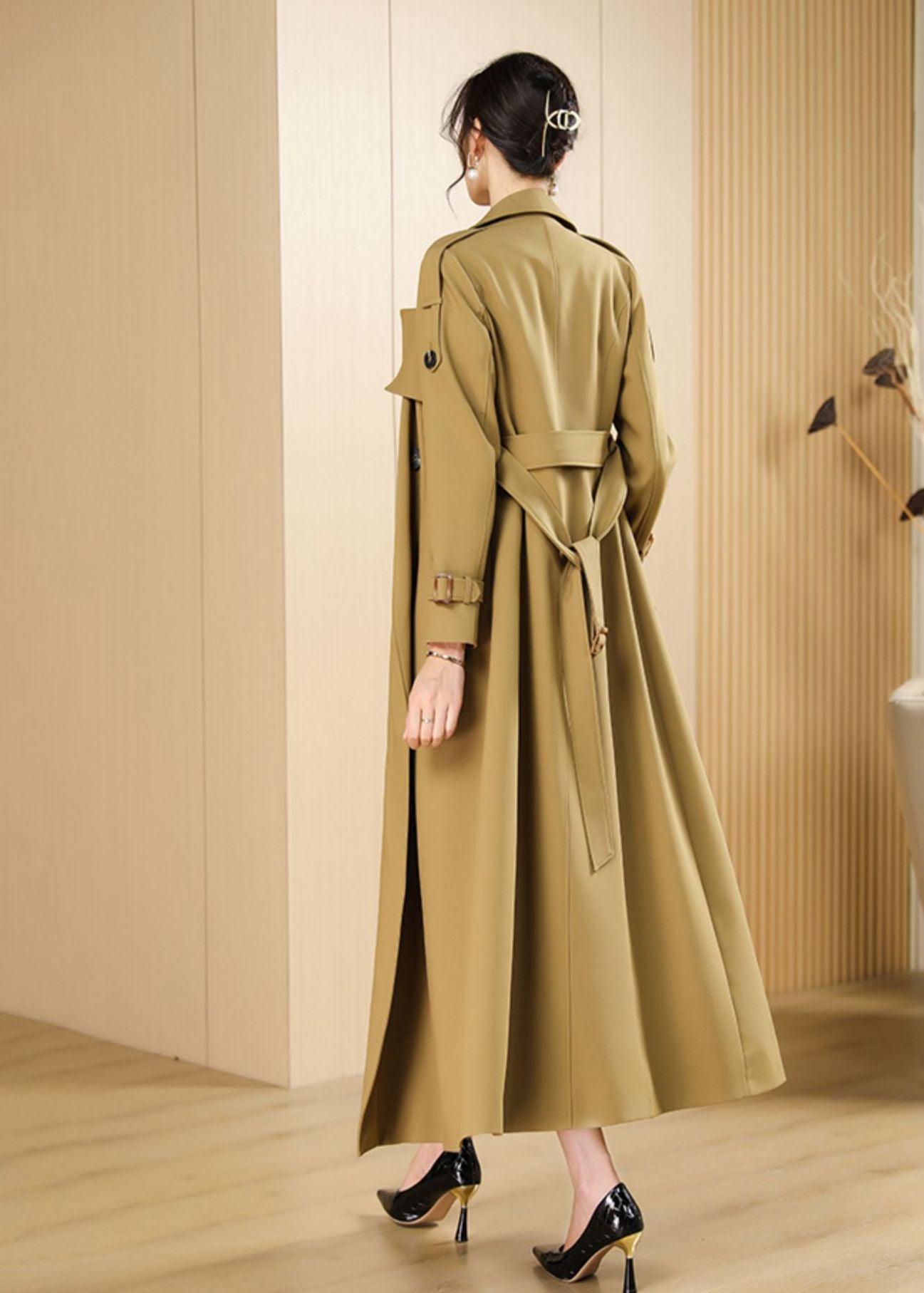 Epaulet Double Breasted Button Long Trench Coat – Vivian Seven