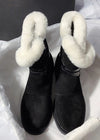 Women's Beled Buckle Genuine Suede Shearling Lined Booties Black