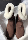 Belted Buckle Genuine Suede Shearling Lined Booties