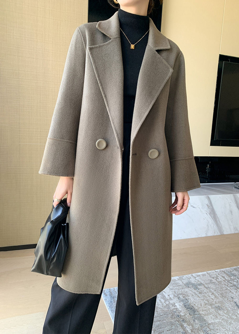 Big Button Bell Sleeve Double Face Wool Coat – Vivian Seven