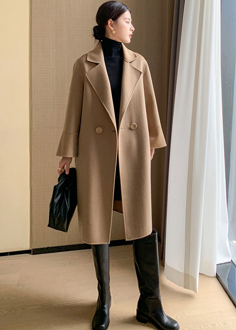 Big Button Bell Sleeve Double Face Wool Coat – Vivian Seven