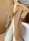 Vivian Seven Women Big Button Bell Sleeve Double Face Wool Coat Camel