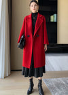 Vivian Seven Women Big Button Bell Sleeve Double Face Wool Coat Red