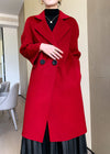 Vivian Seven Women Big Button Bell Sleeve Double Face Wool Coat Red