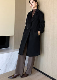 Vivian Seven Women Big Button Bell Sleeve Double Face Wool Coat Black