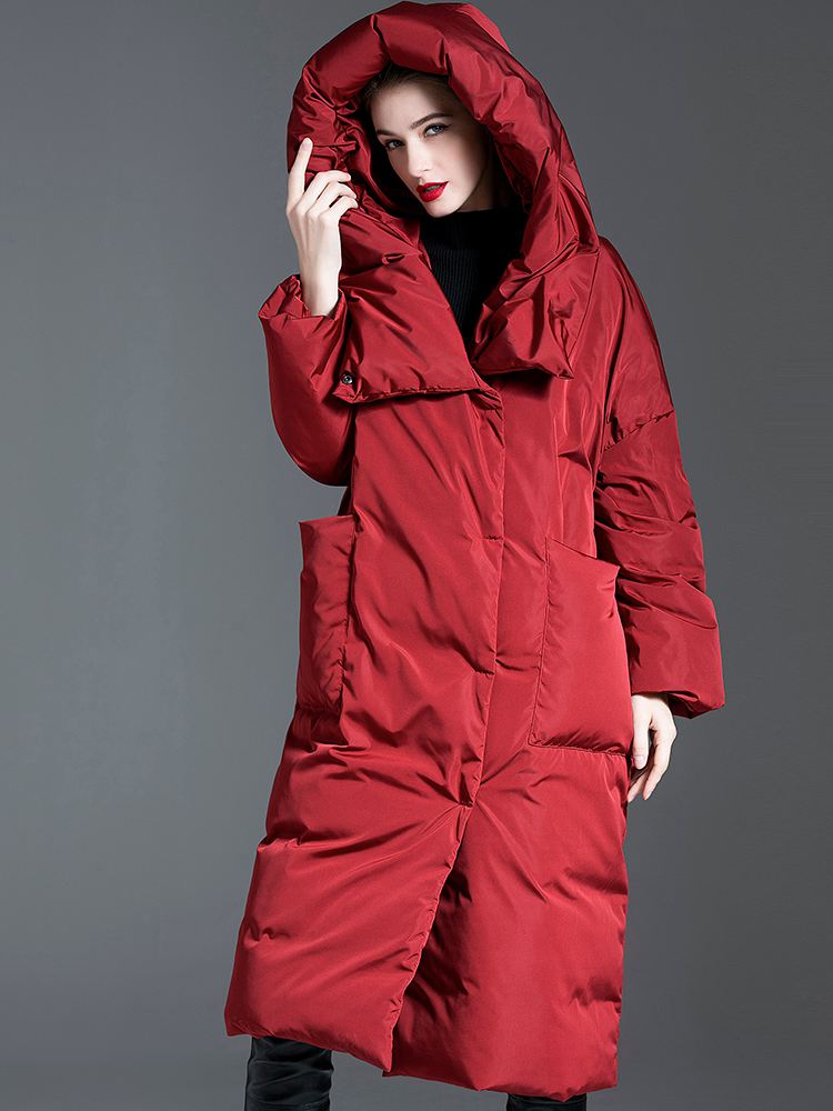 Women's Winter Big Hood Roomy Pocket Down Puffer Coat