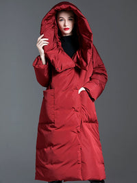 Women's Winter Big Hood Roomy Pocket Down Puffer Coat