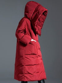 Women's Winter Big Hood Roomy Pocket Down Puffer Coat